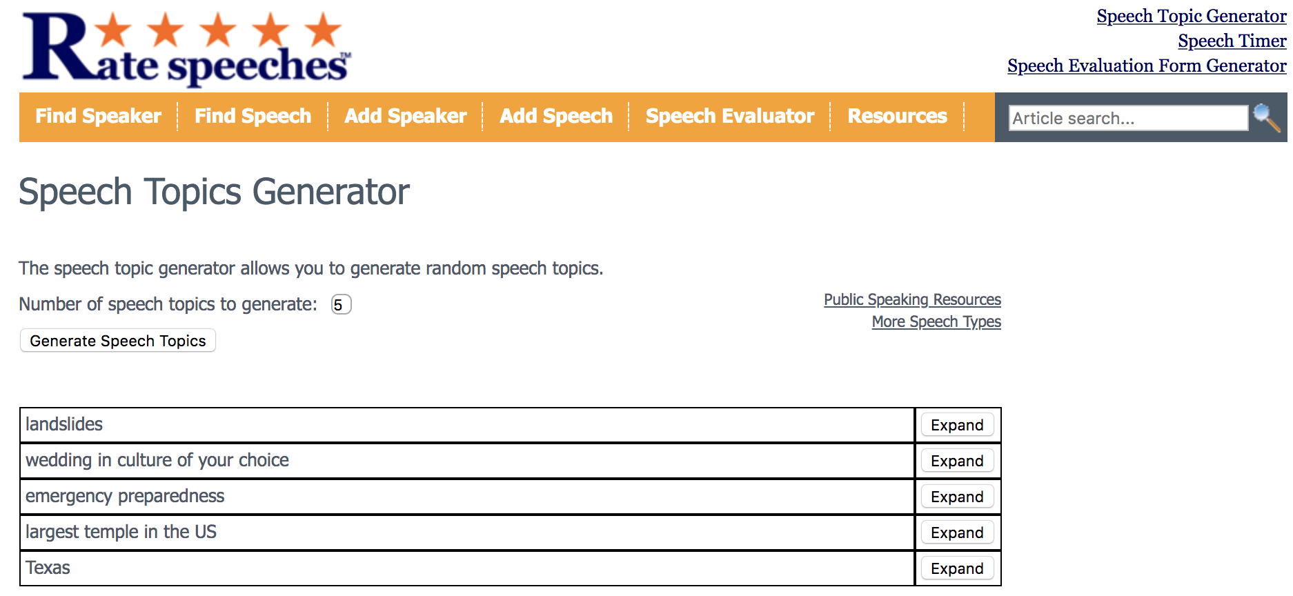 speech topic generator